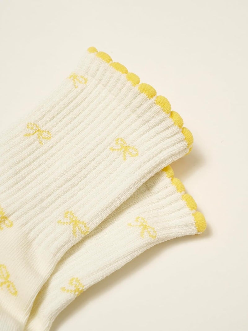Shapes Studio Crew Half Calf Grip Socks, Cutest Fruits Pilates Socks, Ruffle socks, Non-Slip, Barre Yoga Fitness - Image 3